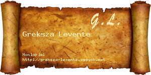 Greksza Levente névjegykártya